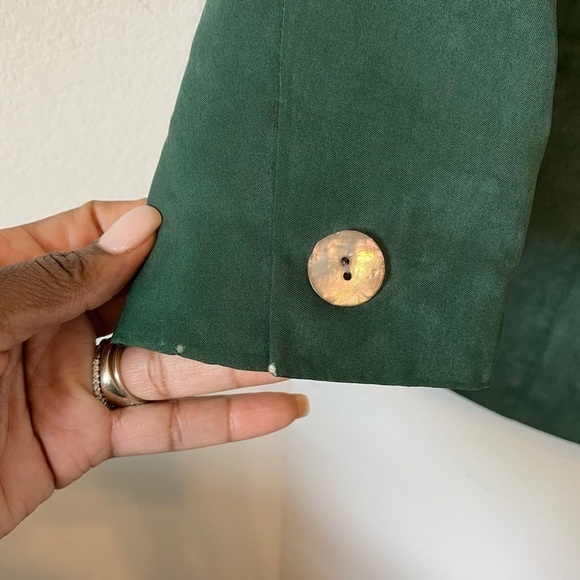Jennifer Moore green silk blazer w/ shell button sz 2, 80s style women’s jacket - Picture 6 of 8